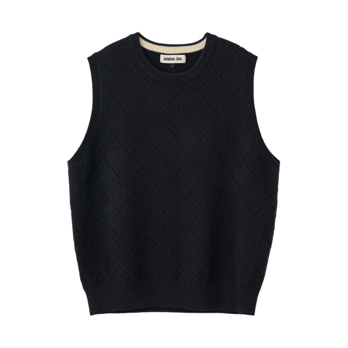 제너럴아이디어 맨 에센셜 아가일 펀칭 니트 베스트 딥 네이비(General Idea Man Essential Argyle Punching Knit Vest Deep Navy) - 1