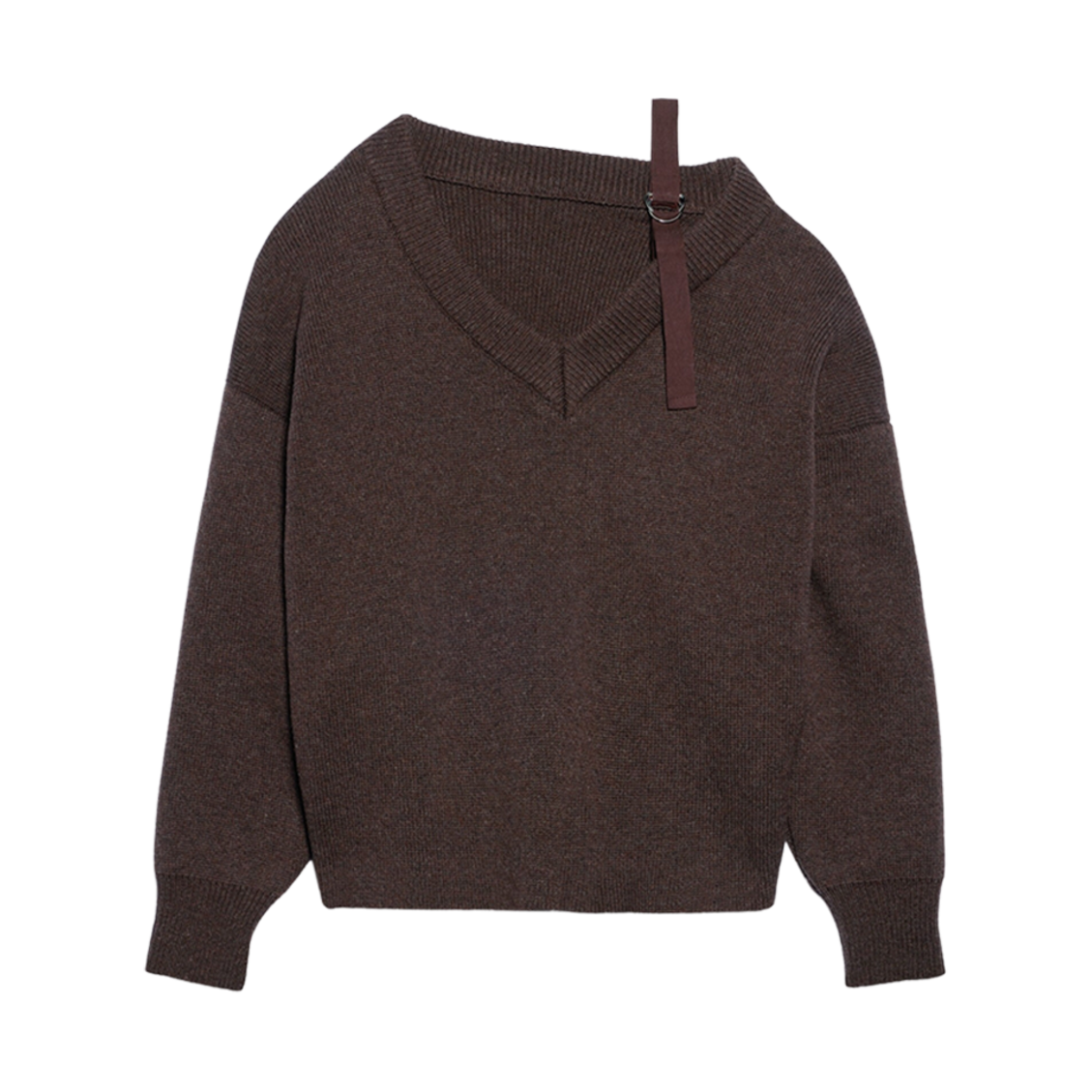 자크뮈스 라 마이유 사르가스 어시메트릭 스트랩 스웨터 다크 브라운(Jacquemus La Maille Sargas Asymmetric Strap Sweater Dark Brown) - 1
