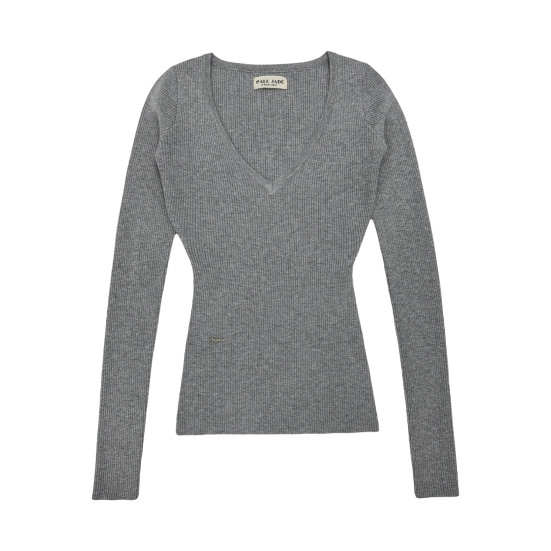 - (W) Pale Jade Deep V-Neck Knit Charcoal