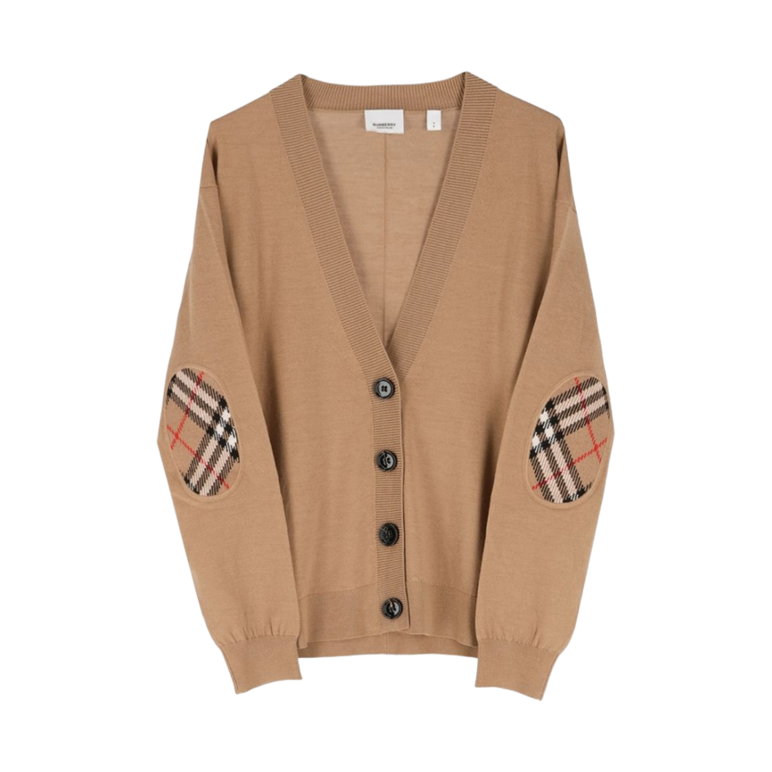(W) 버버리 도녹 빈티지 체크 엘보우 패치 울 가디건 브라운((W) Burberry Dornoch Vintage Check Elbow Patch Wool Cardigan Brown)
