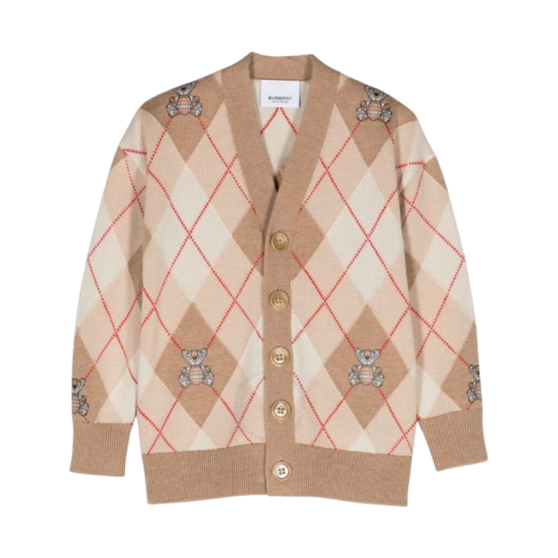 (키즈) 버버리 토마스 베어 아가일 프린트 가디건 베이지((Kids) Burberry Thomas Bear Argyle Print Cardigan Beige)