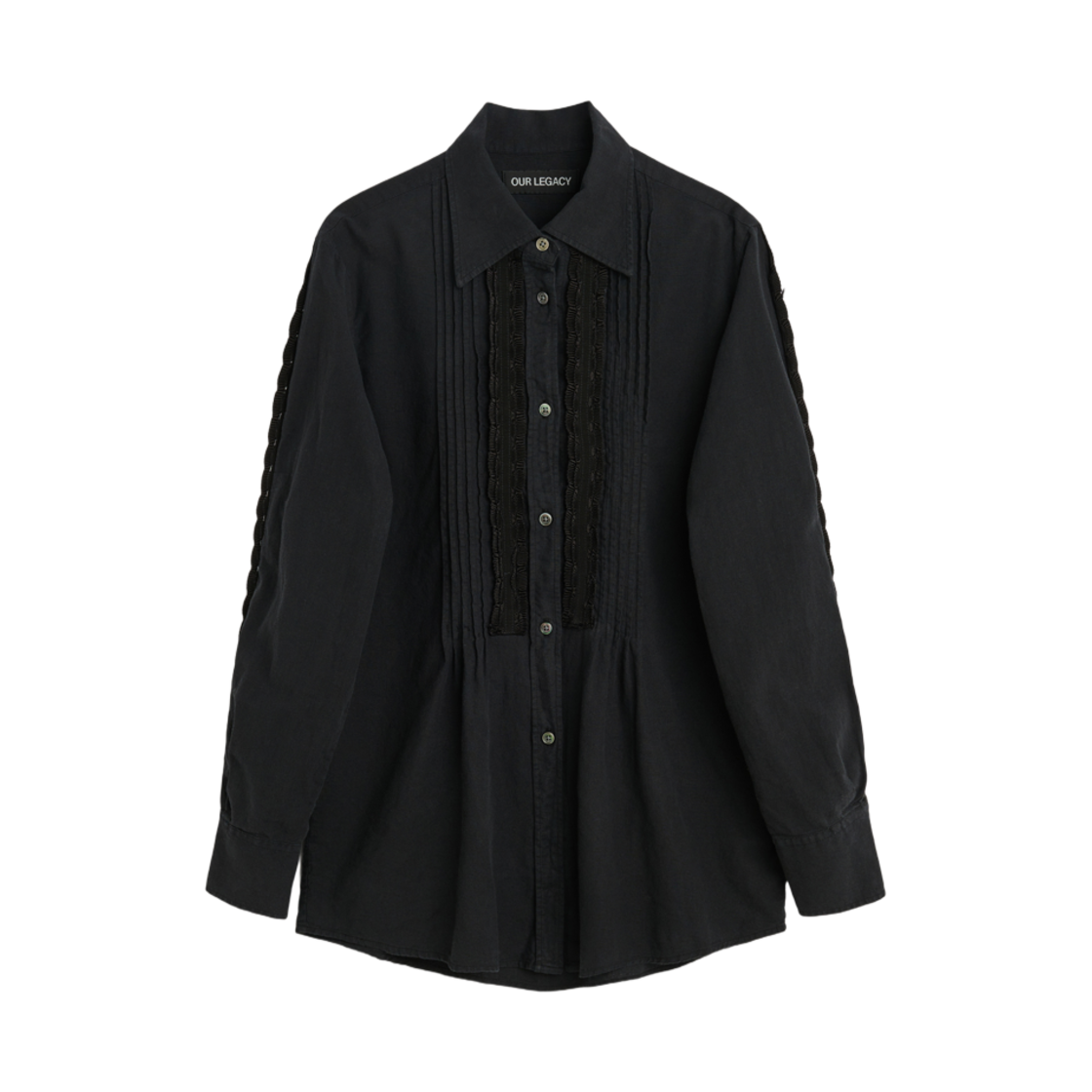 W4242SBK (W) Our Legacy Sincere Shirt Pleated Black Kitchen Weave
