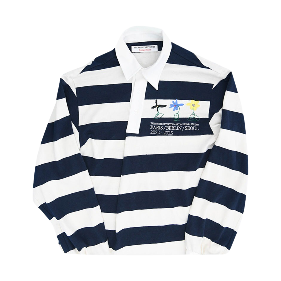 더뮤지엄비지터 파리 베를린 서울 피케 롱슬리브 네이비 - 22FW