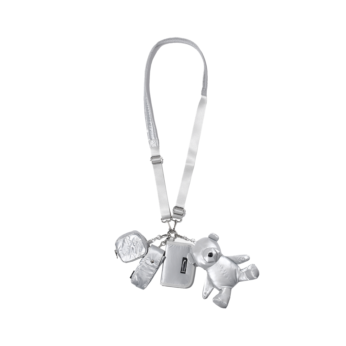 PD09BG1010SV / PEX2BG307ASV Phyps Dept Mirror Built-in Bear Keyring Module Cross Bag Silver