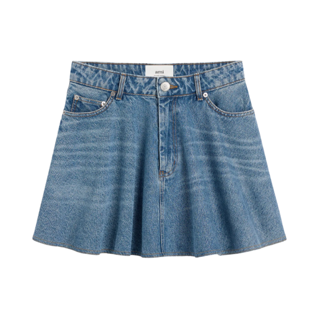 FSK038-DE0046-480 (W) AMI Cotton Flare Mini Skirt Used Blue