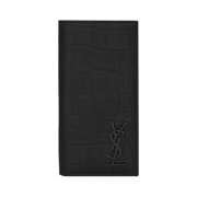 Saint Laurent Cassandre Continental Wallet in Crocodile Embossed Leather Black