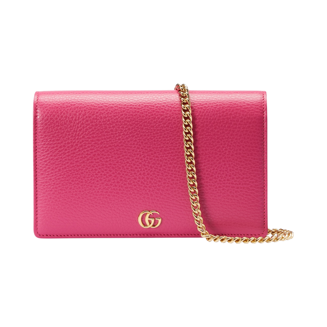 497985-CAO2G-5744 Gucci GG Marmont Chain Wallet Fuchsia Leather