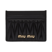 Miu Miu Matelasse Nappa Leather Card Holder Black