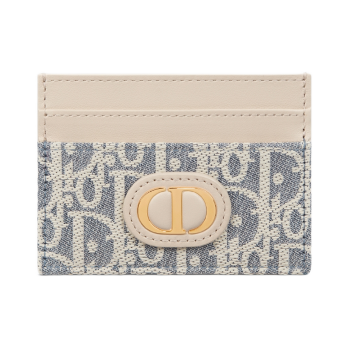 S2152UDFF-M925 Dior 30 Montaigne Freesia Card Holder Dior Oblique with Effect and Smooth Calfskin Blue Dior Oblique Chambray Light Biscuit