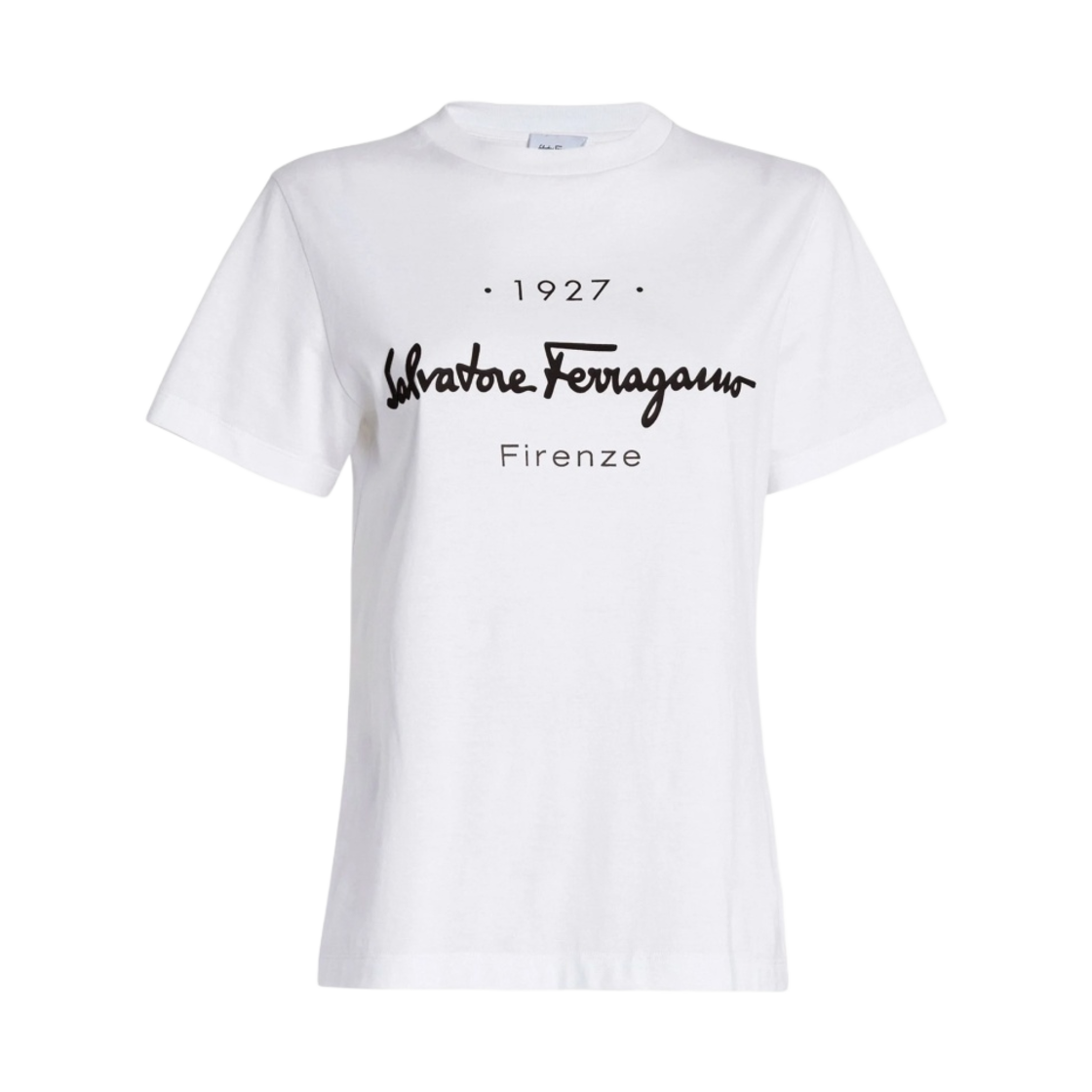 (W) 페라가모 1927 시그니쳐 티셔츠 화이트((W) Ferragamo 1927 Signature T-Shirt White)