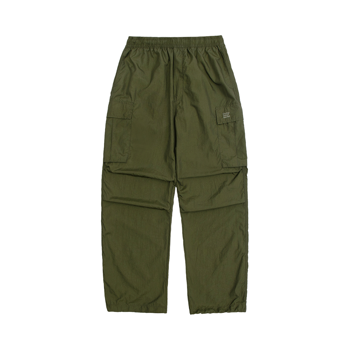 24HSCDMPT01GRN Cactusdonutmarket Nylon Pin-Tuck Cargo Pants - Green