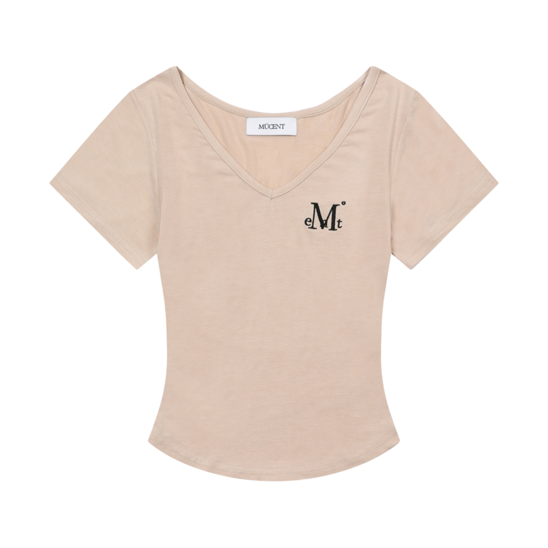 P00000WT_03 MUCENT Onyx Signature Logo V-Neck Half T Beige