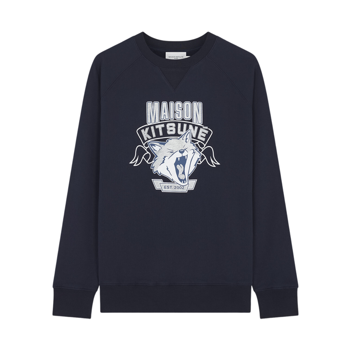 SP618LM00301-P480 Maison Kitsune 6 18 Fox Head Front-Print Classic Sweatshirt Navy