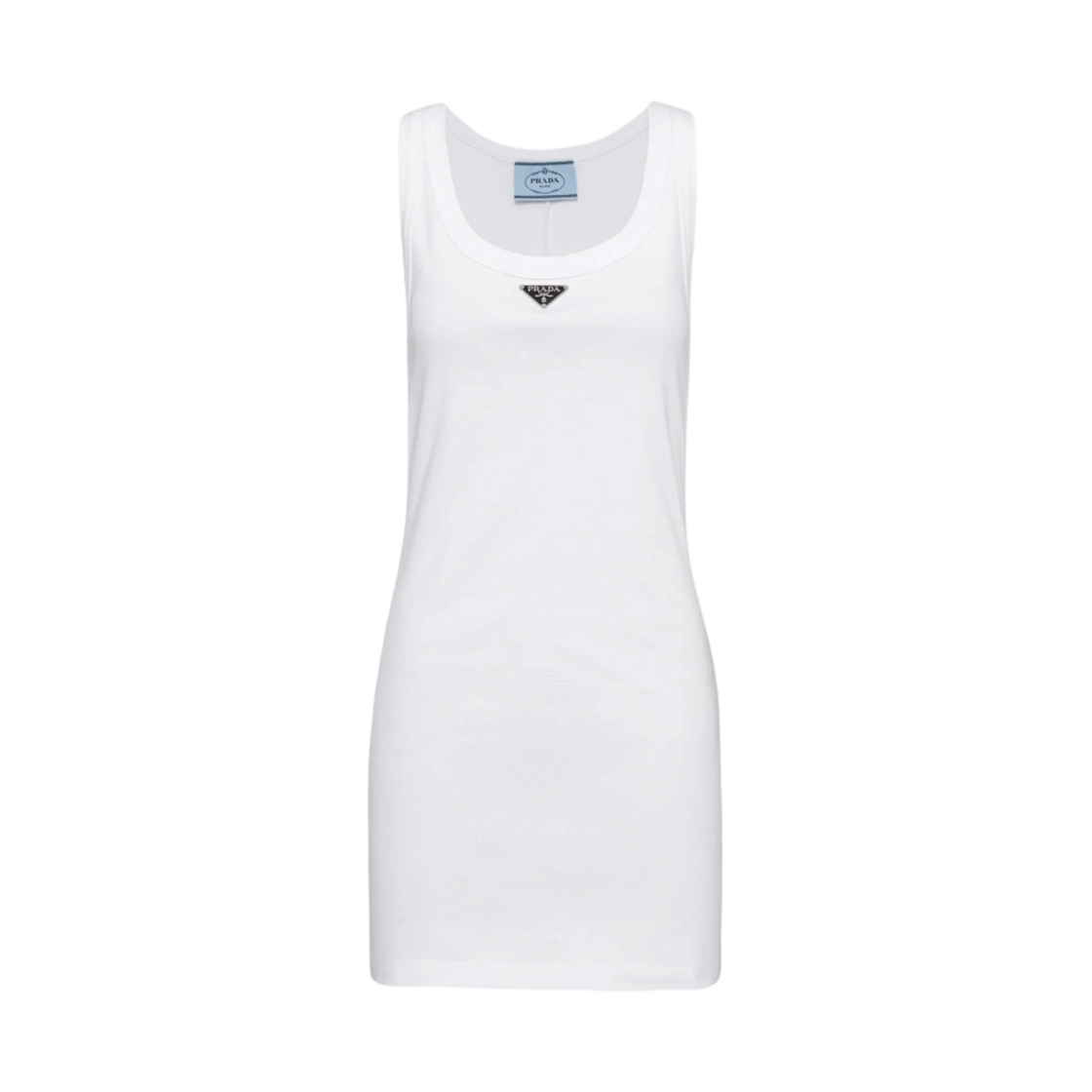 (W) 프라다 립드 니트 저지 드레스 화이트((W) Prada Ribbed Knit Jersey Dress White) - 1
