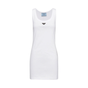 (W) Prada Ribbed Knit Jersey Dress White