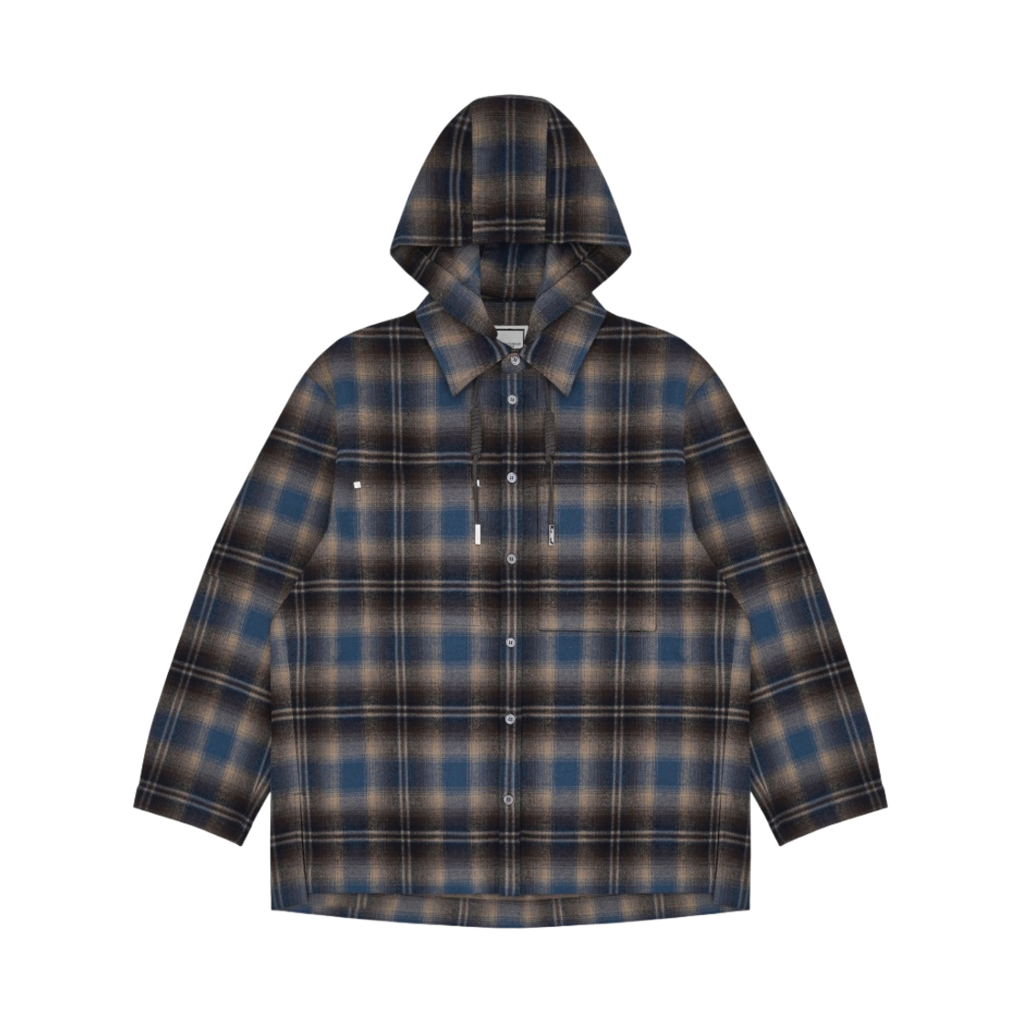 우영미 브라운 체크 코튼 후드 셔츠 브라운 - 23FW(Wooyoungmi Brown Check Cotton Hoodie Shirt Brown - 23FW) - 1