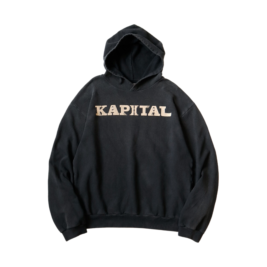 K2409LC046 Kapital Fleece Hooded Sweatshirt Speakeasy Kapital Pt Black