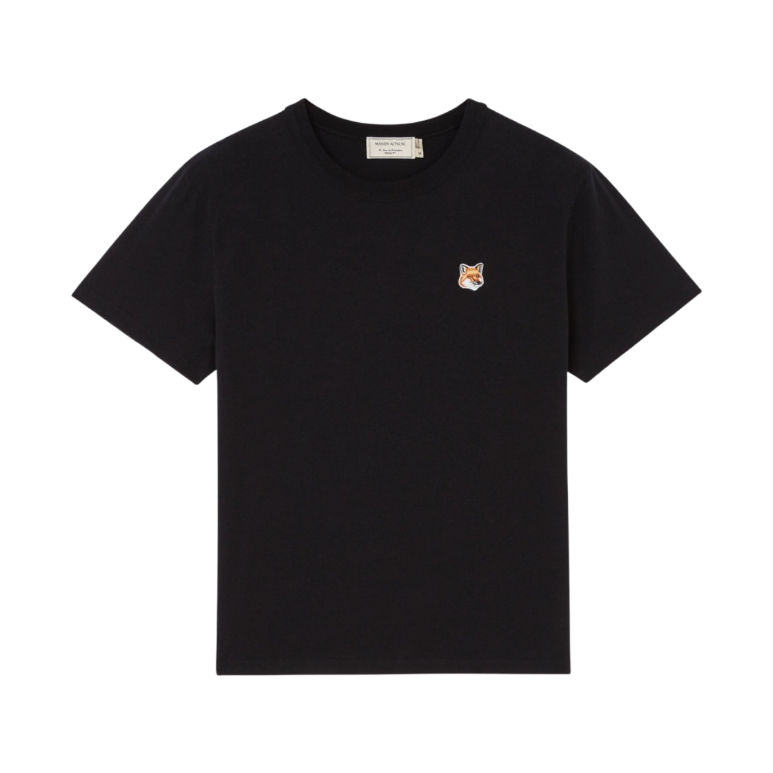 (W) 메종 키츠네 폭스 헤드 패치 클래식 티셔츠 블랙((W) Maison Kitsune Fox Head Patch Classic T-Shirt Black)