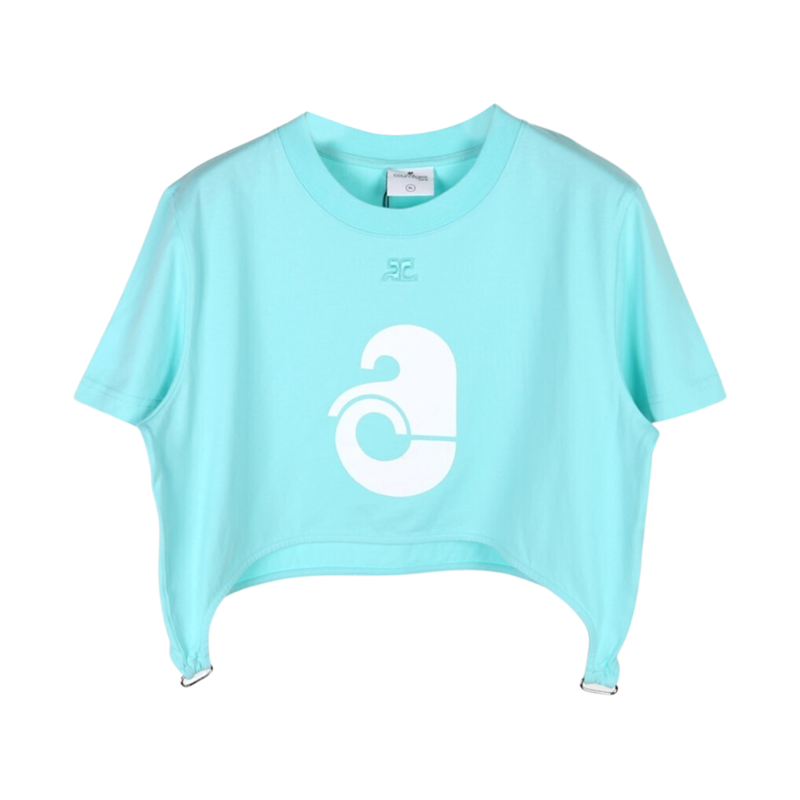 (W) 꾸레쥬 코튼 쉘 크롭 탑 스카이 블루((W) Courreges Cotton Shell Print Crop Top Sky Blue)