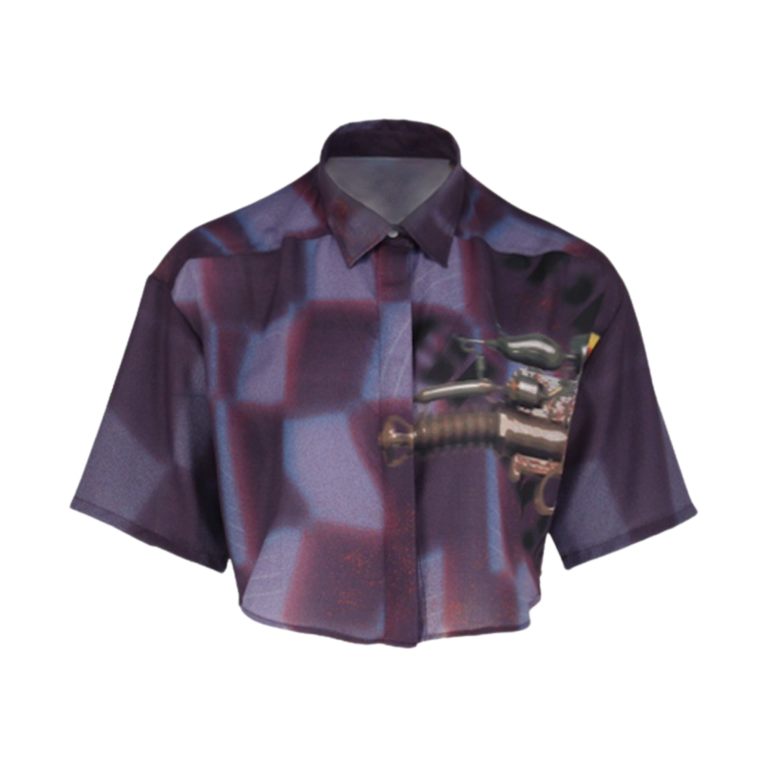 쿄 우먼 프린트 크롭 셔츠 퍼플(KYO Women Print Cropped Shirt Purple)