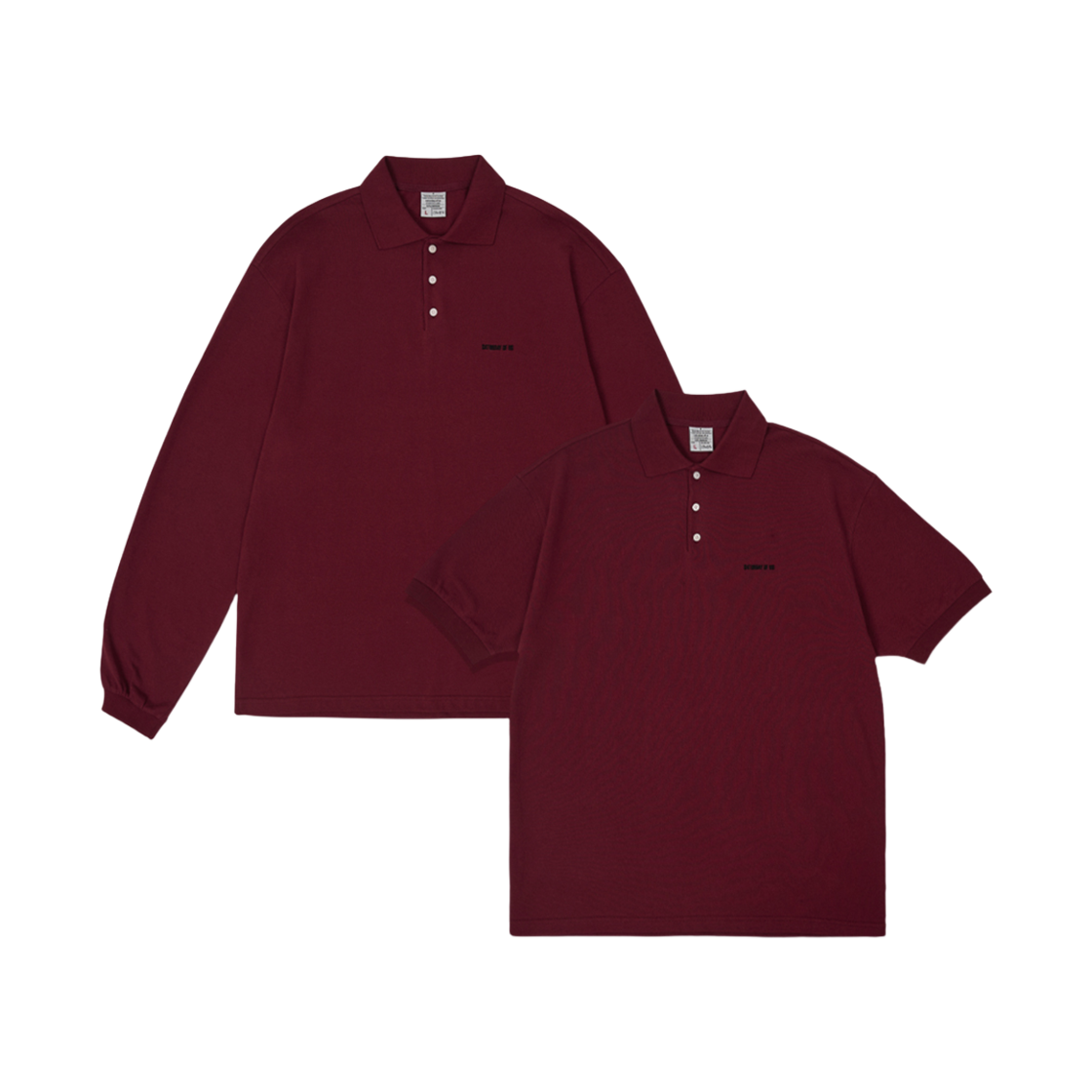 에스티유 레이어드 PK 폴로 셔츠 버건디 + 반팔, 긴팔 세트(STU Layered PK Polo Shirt Burgundy Short Sleeve, Long Sleeve Set)