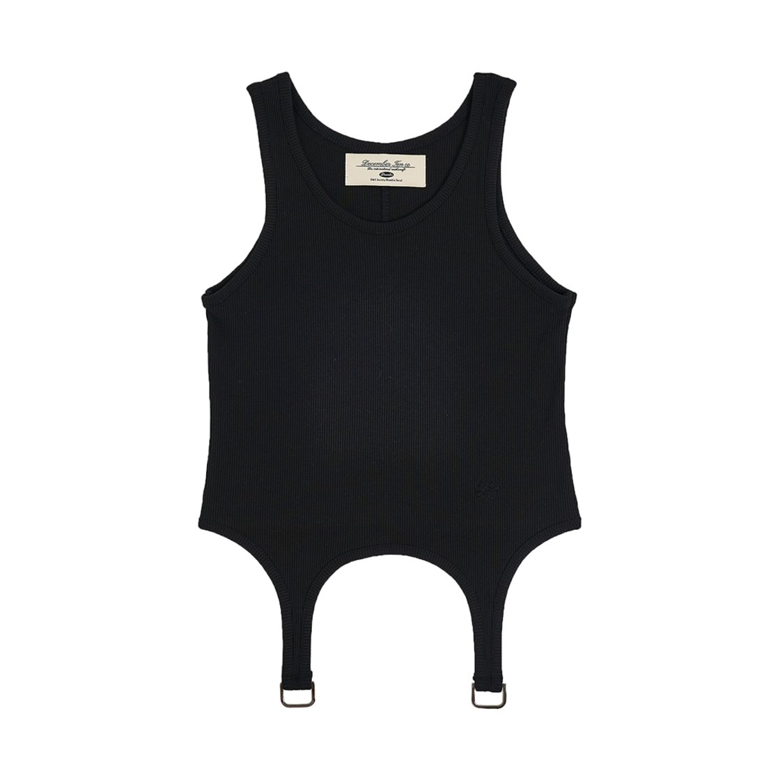 25SS06 December Ten Suspender Rib Tank Top Black