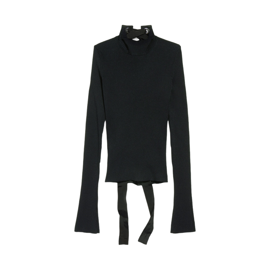828347T52301000 (W) Balenciaga Lace-Up Fitted Turtleneck Black