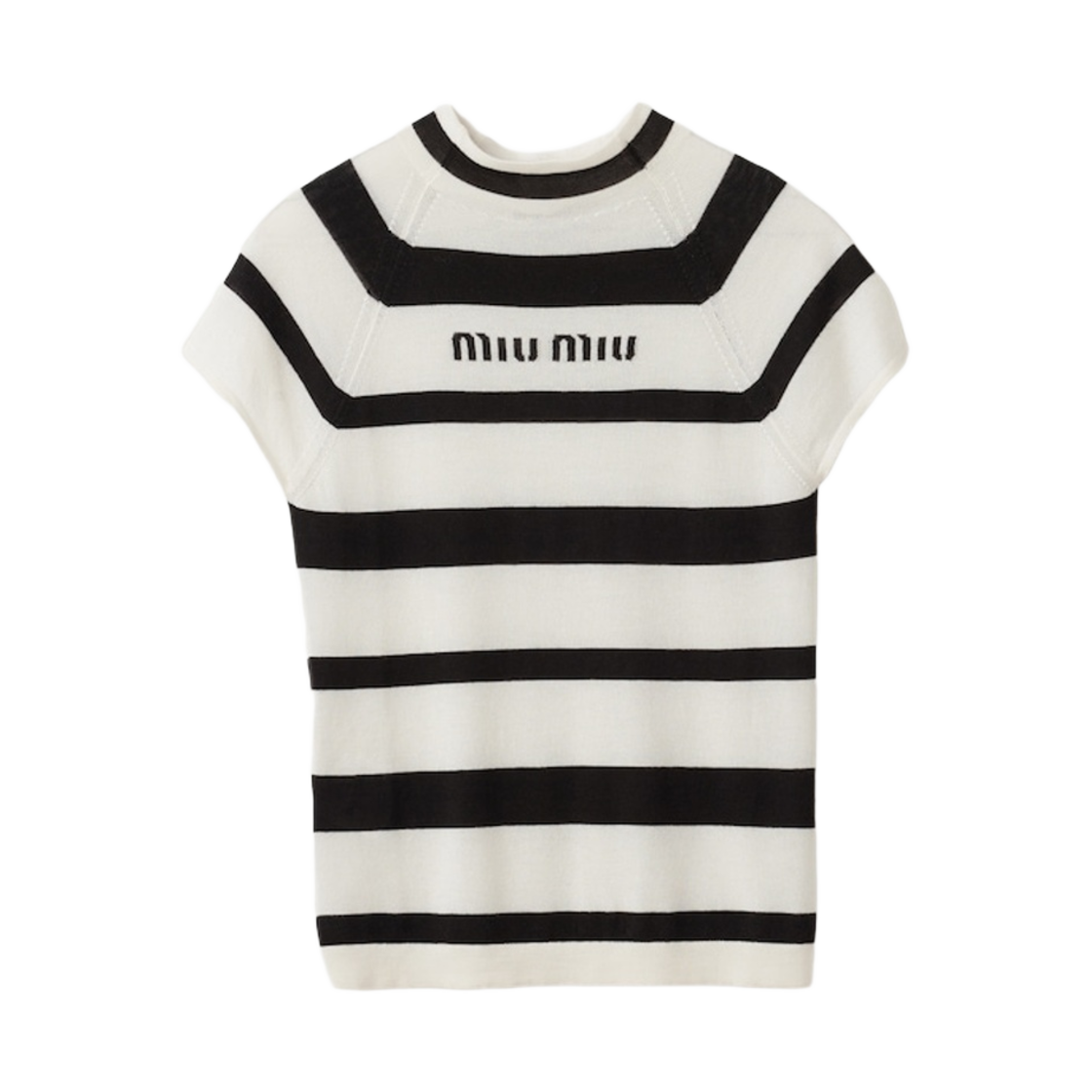 (W) 미우 미우 캐시미어 실크 터틀넥 스웨터 화이트 블랙((W) Miu Miu Cashmere and Silk Turtleneck Sweater White Black) - 1