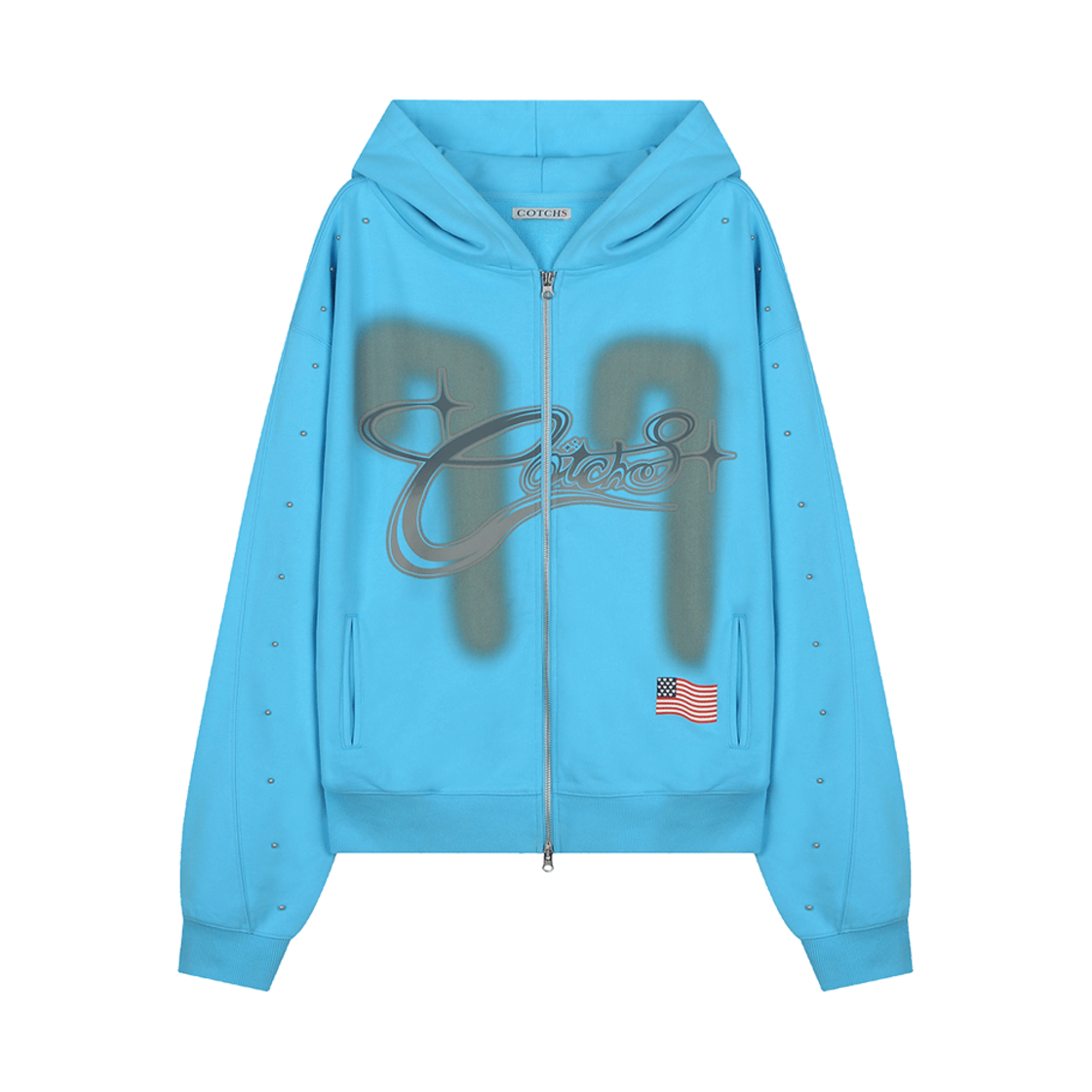 C40 Cotchs Lucky77 Hooded Zip Up Blue