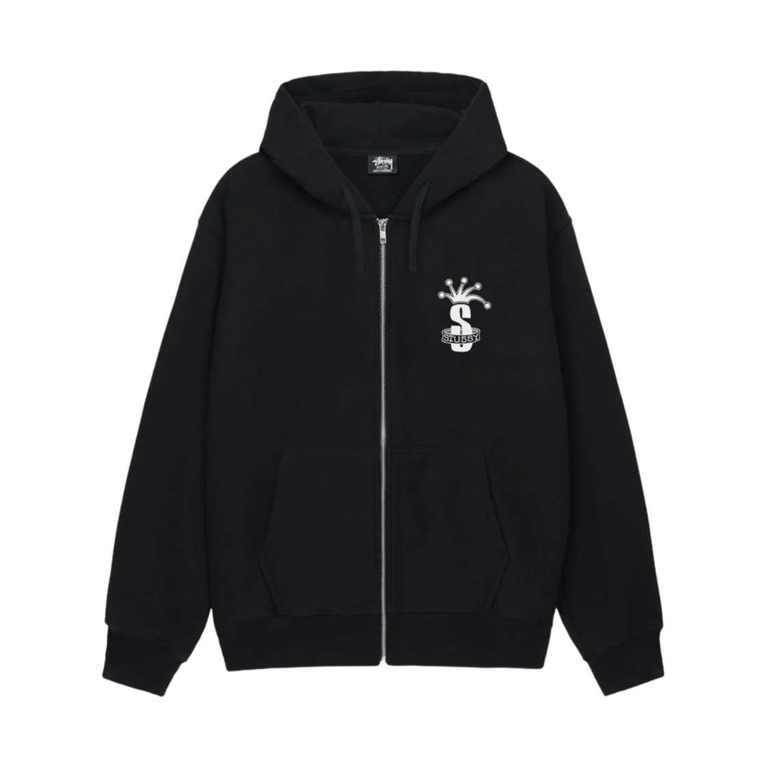 스투시 크라운 밴드 집 후드 블랙(Stussy Crown Band Zip Hoodie Black)