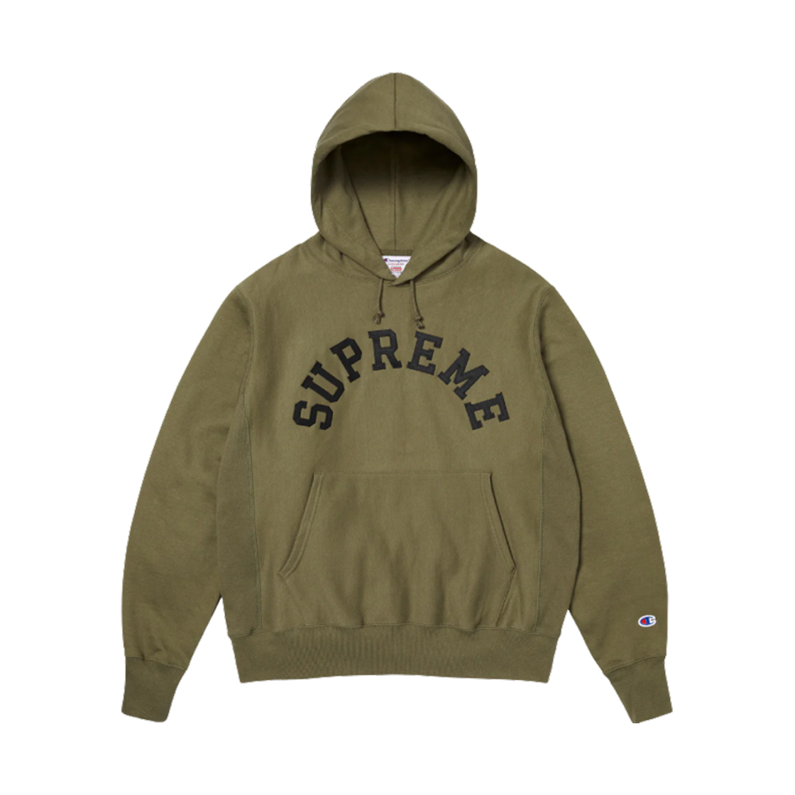 슈프림 x 챔피온 후드 스웨트셔츠 올리브 - 25SS(Supreme x Champion Hooded Sweatshirt Olive - 25SS)