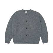 STU Round Neck Cardigan Light Grey with Chess Brooches