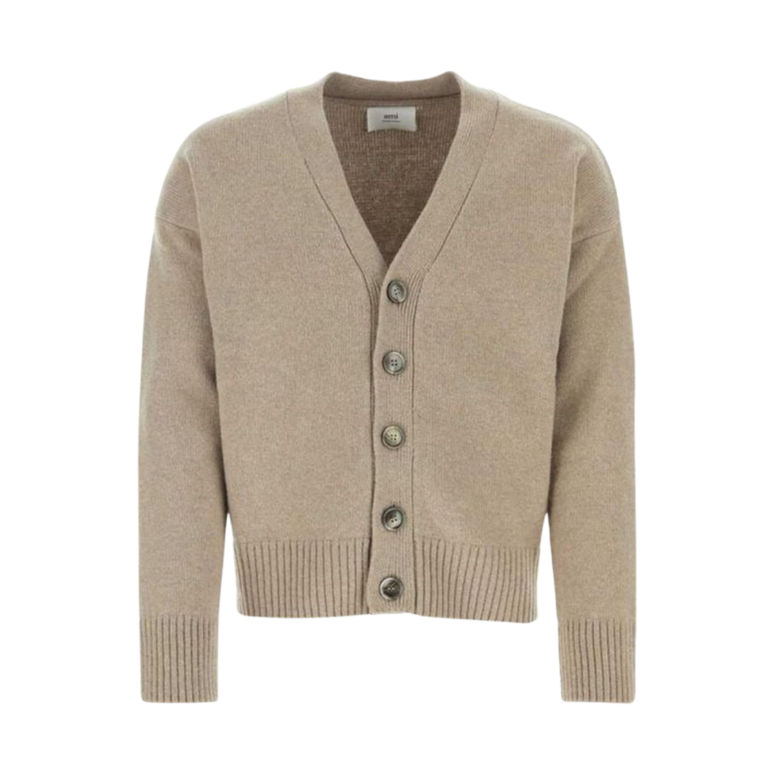 UKC110-KN0028-281 AMI Button Wool Cashmere Cardigan Taupe