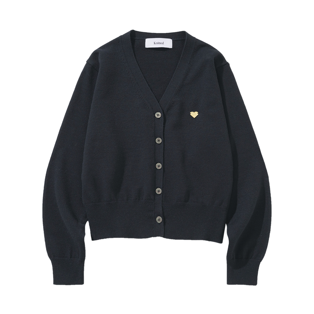 K25SSUCD02NY Knitted Basic Essential Washable V-neck Cardigan Women Navy