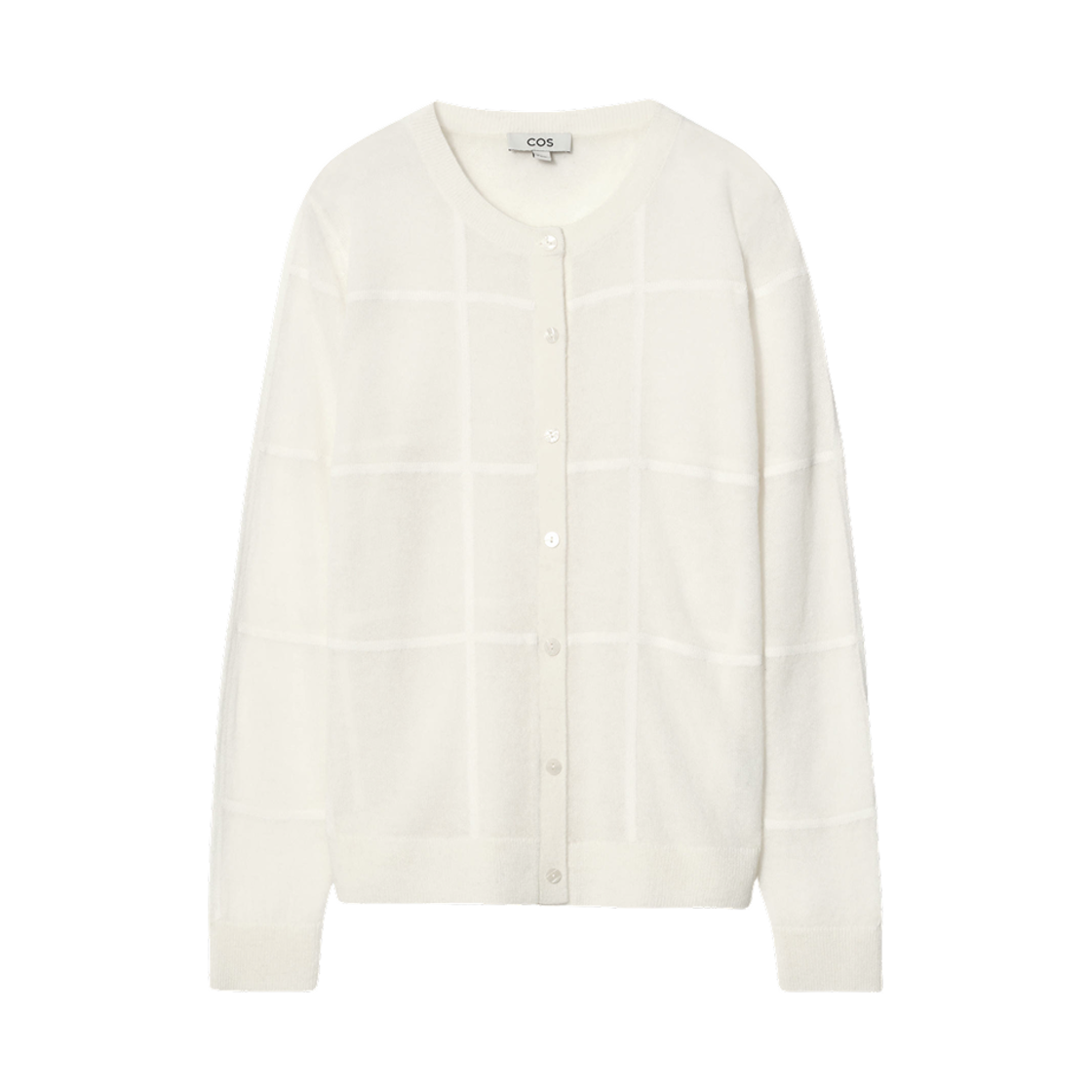 1267093001 (W) COS Window Fan Check Cardigan Ivory