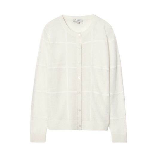 1267093001 (W) COS Window Fan Check Cardigan Ivory