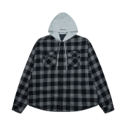Project G/R Reversible Hooded Check Shirt Black