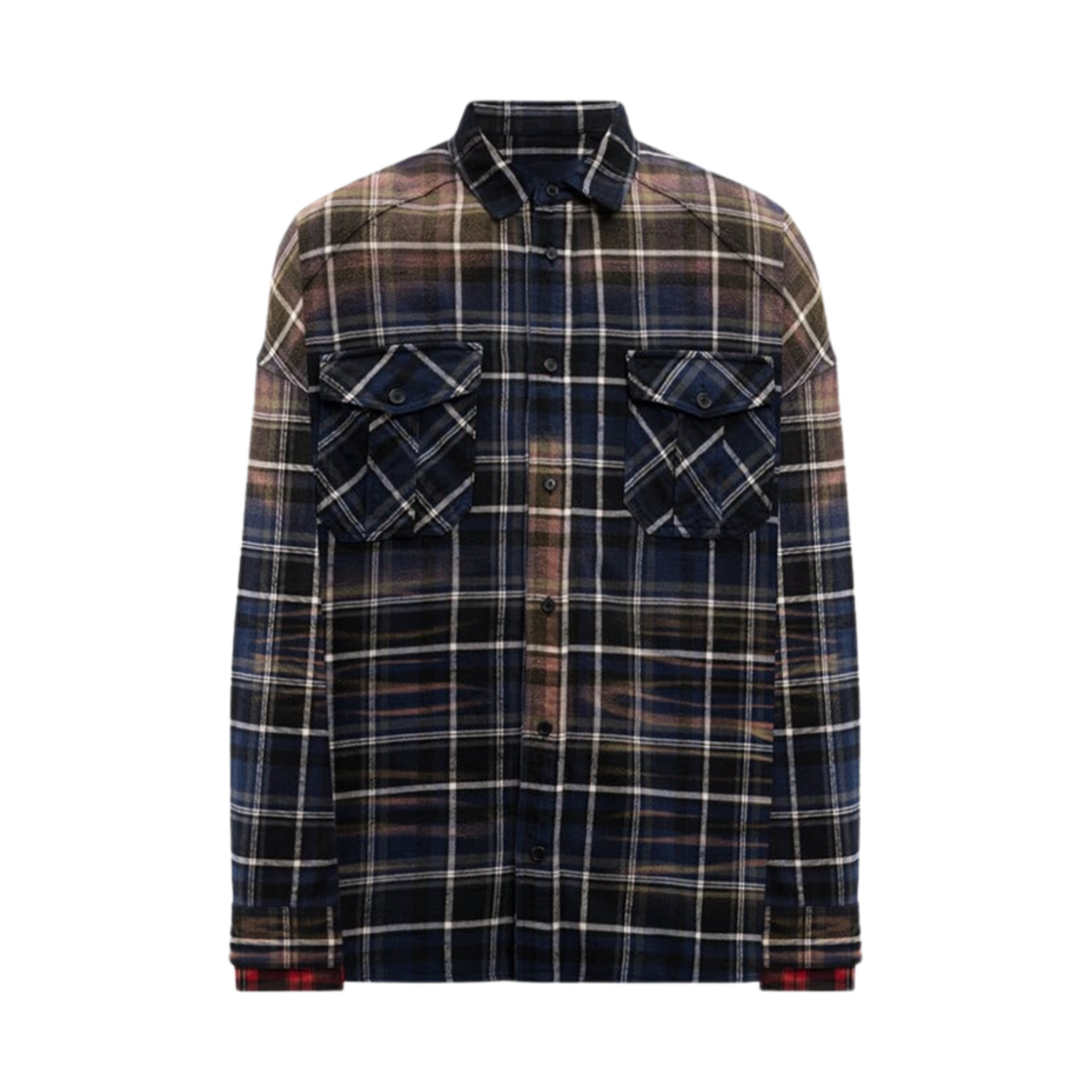 JC4X64P60R Juun.J Check Sleeve Layered Shirt Navy - 24FW