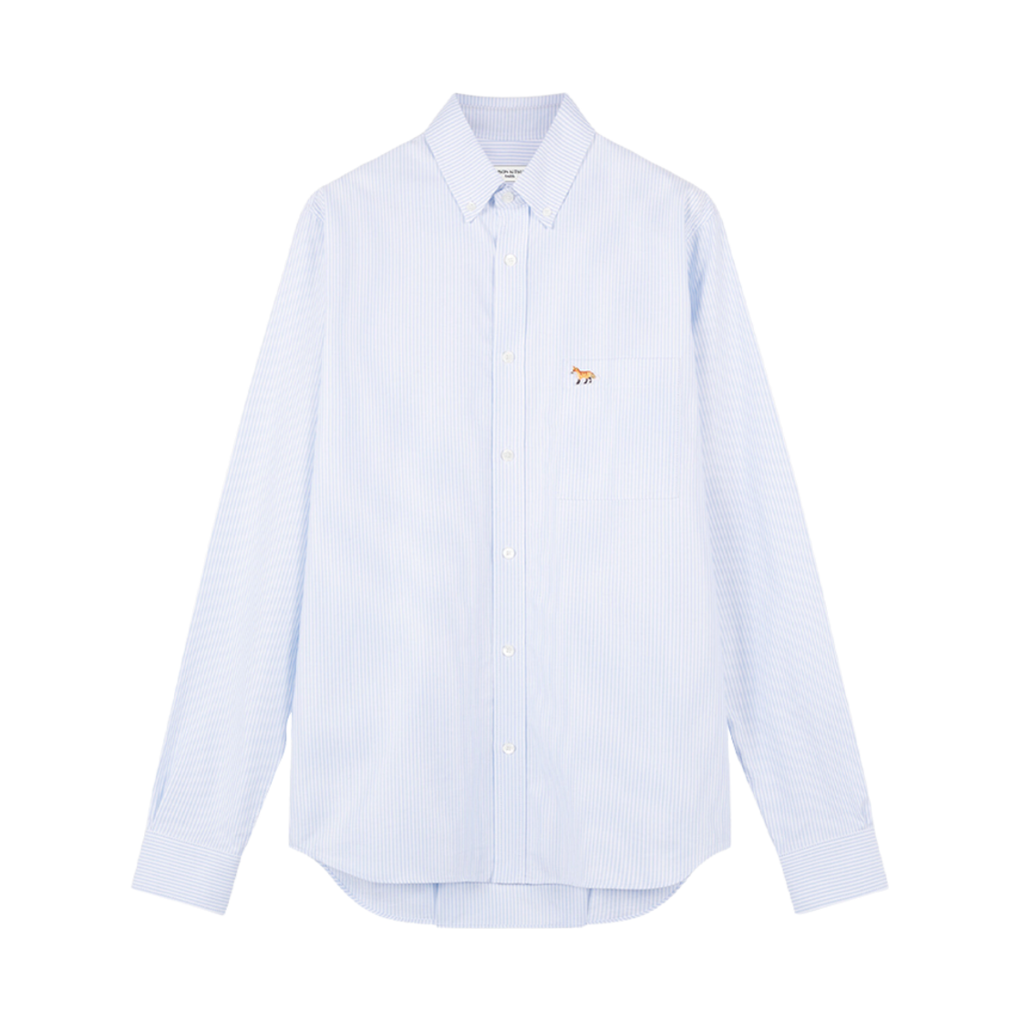 메종 키츠네 BD 클래식 셔츠 스트라이프 옥스포드 베이비 폭스 라이트 블루 스트라이프(Maison Kitsune BD Classic Shirt In Striped Ofxord With Baby Fox Light Blue Stripes) - 1