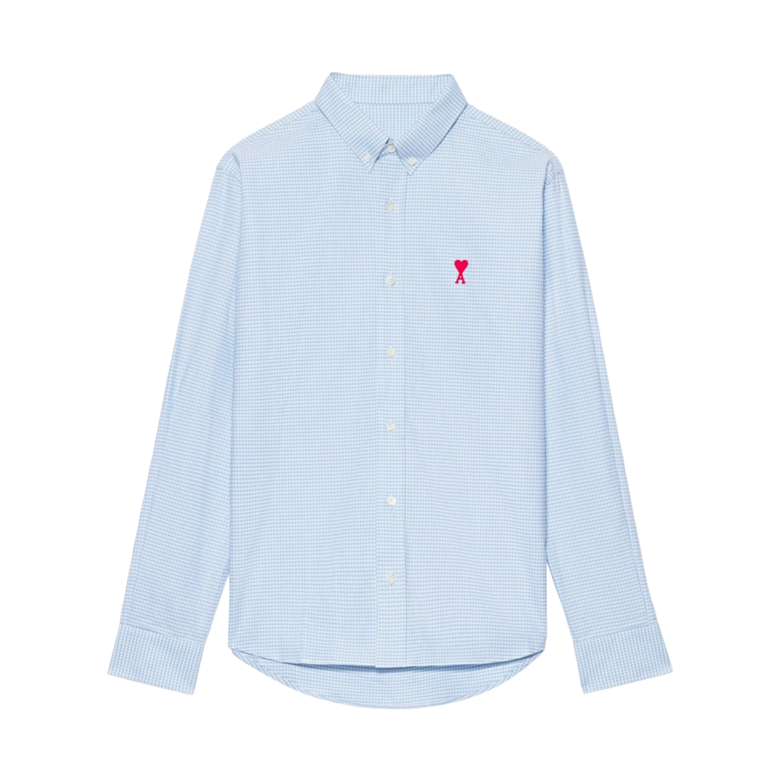 아미 스몰 하트 로고 깅엄 버튼 다운 셔츠 스카이 블루 화이트(AMI de Coeur Gingham Button Down Shirt Sky Blue White)