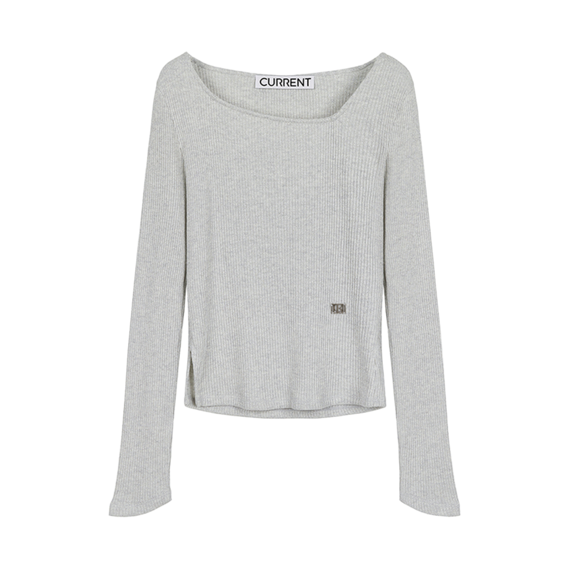 CMSFCTMW03EGYA Current Square Neckline Slit Long Sleeve Gray