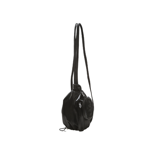 AABA5F140BK Athe Vanessabruno Glossy Shoulder Bag And Backpack Mini Black