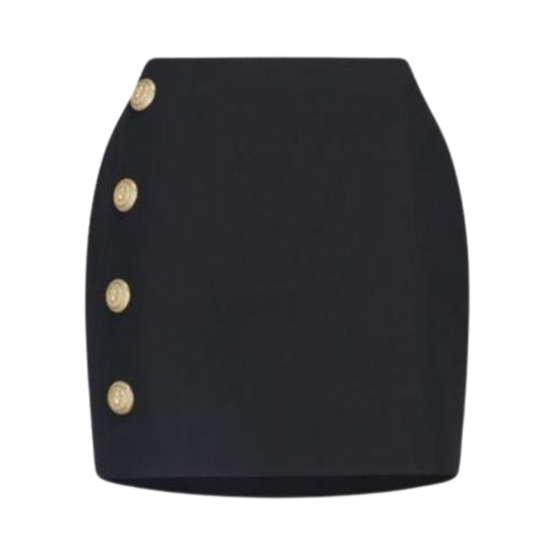 (W) 발망 볼륨 버튼 울 스커트 블랙((W) Balmain Volume Button Wool Skirt Black)