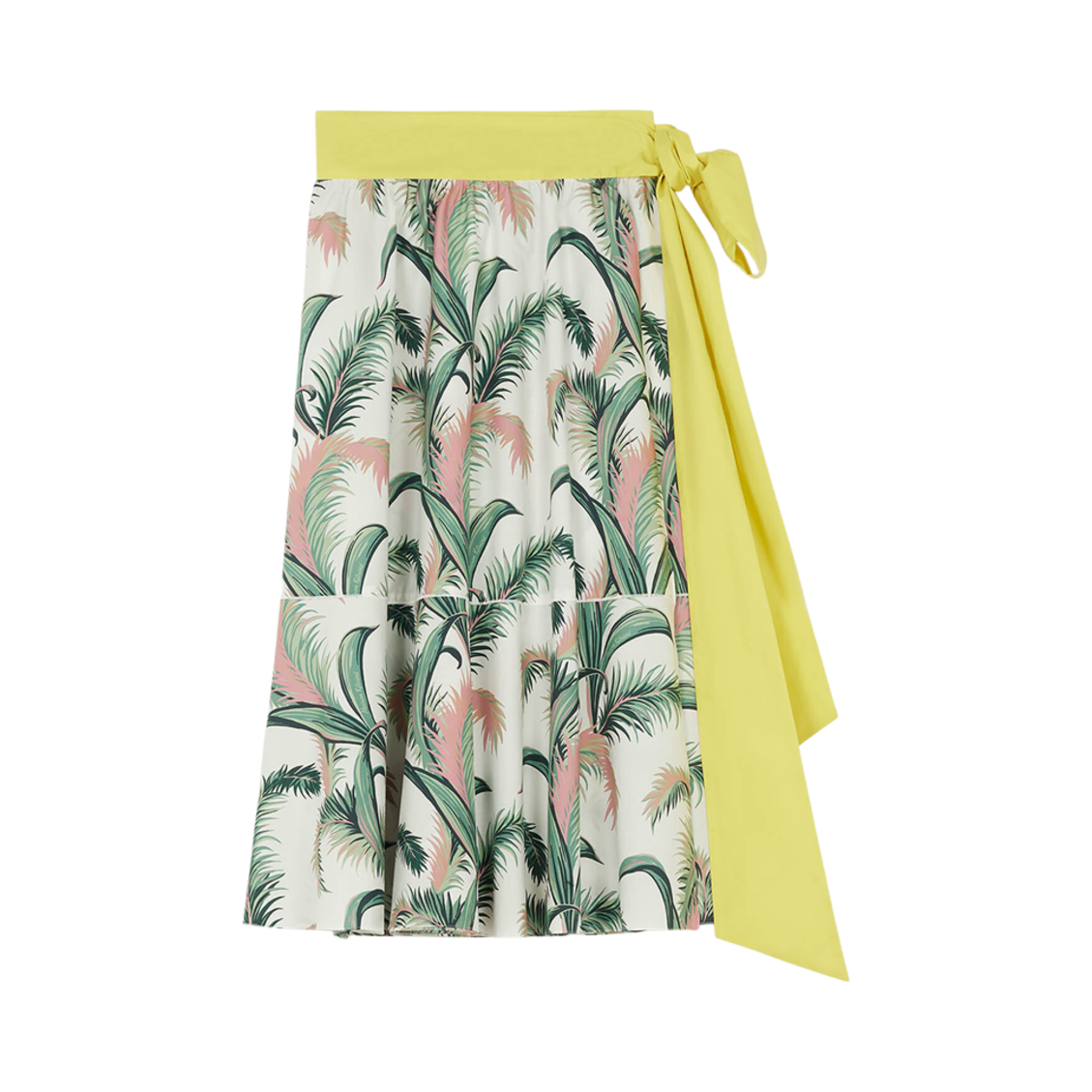 (W) 메종 키츠네 팜 프론드 랩 미디 스커트 멀티코 디자인((W) Maison Kitsune Palm Frond Wrap Midi Skirt Multico Design) - 1