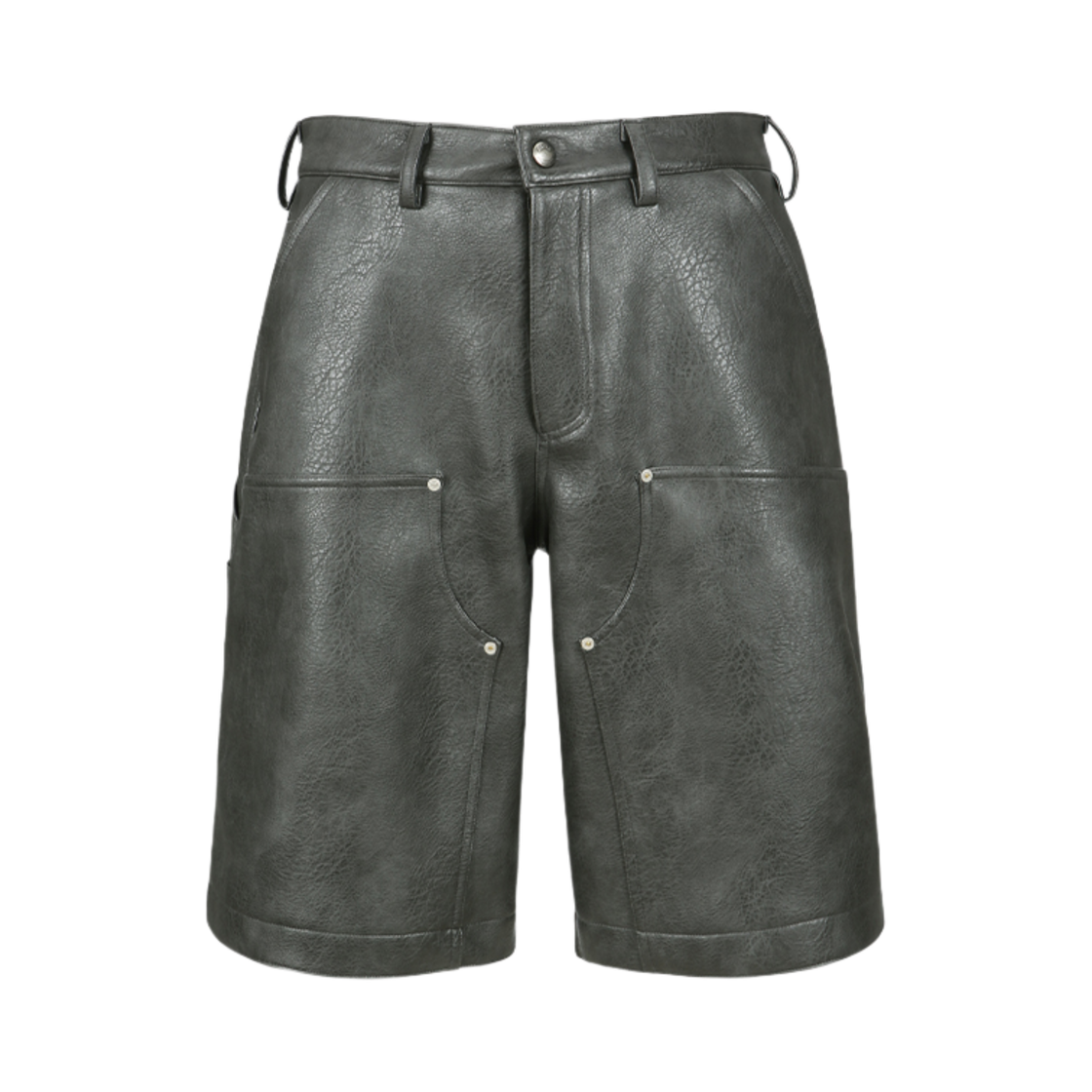 apa787m(CHARCOAL) ADSB Andersson Bell Faux-Leather Double Knee Shorts Charcoal