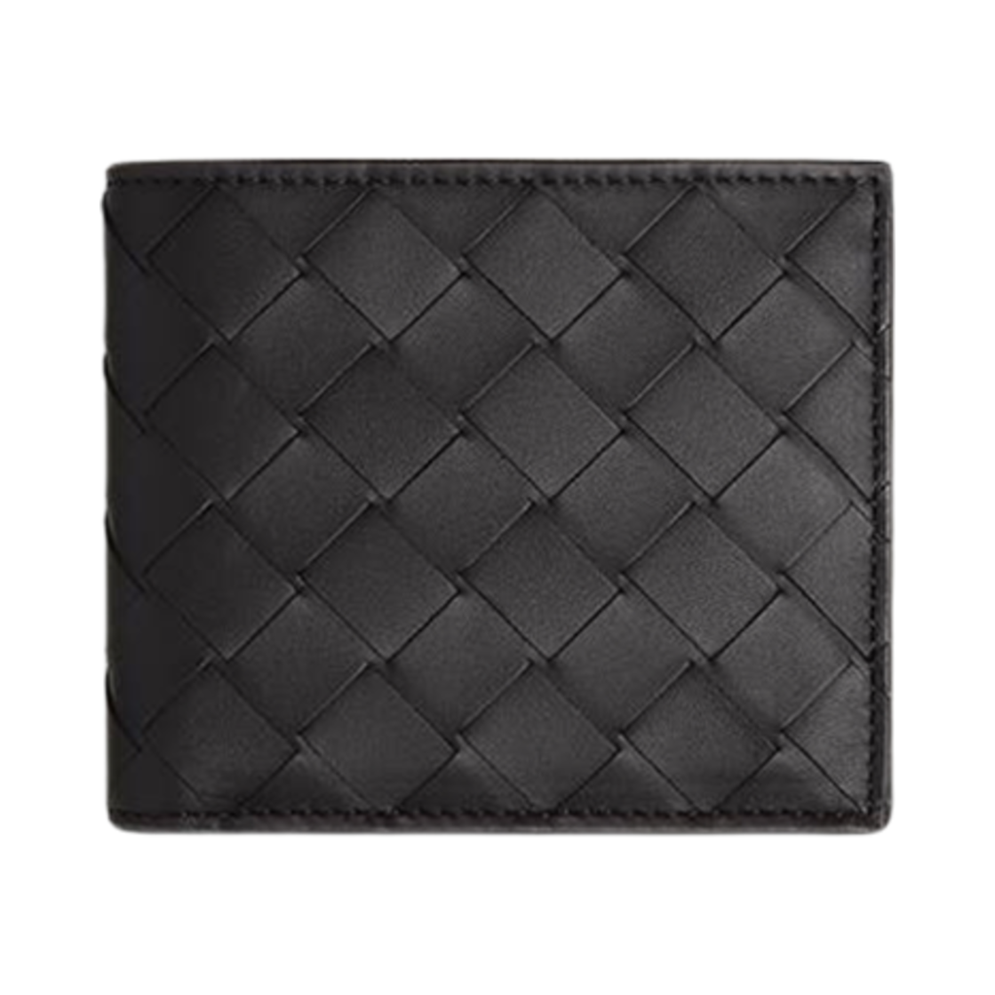 749412VCPQ61027 Bottega Veneta Intrecciato Bi-Fold Wallet With Coin Purse Black Grass