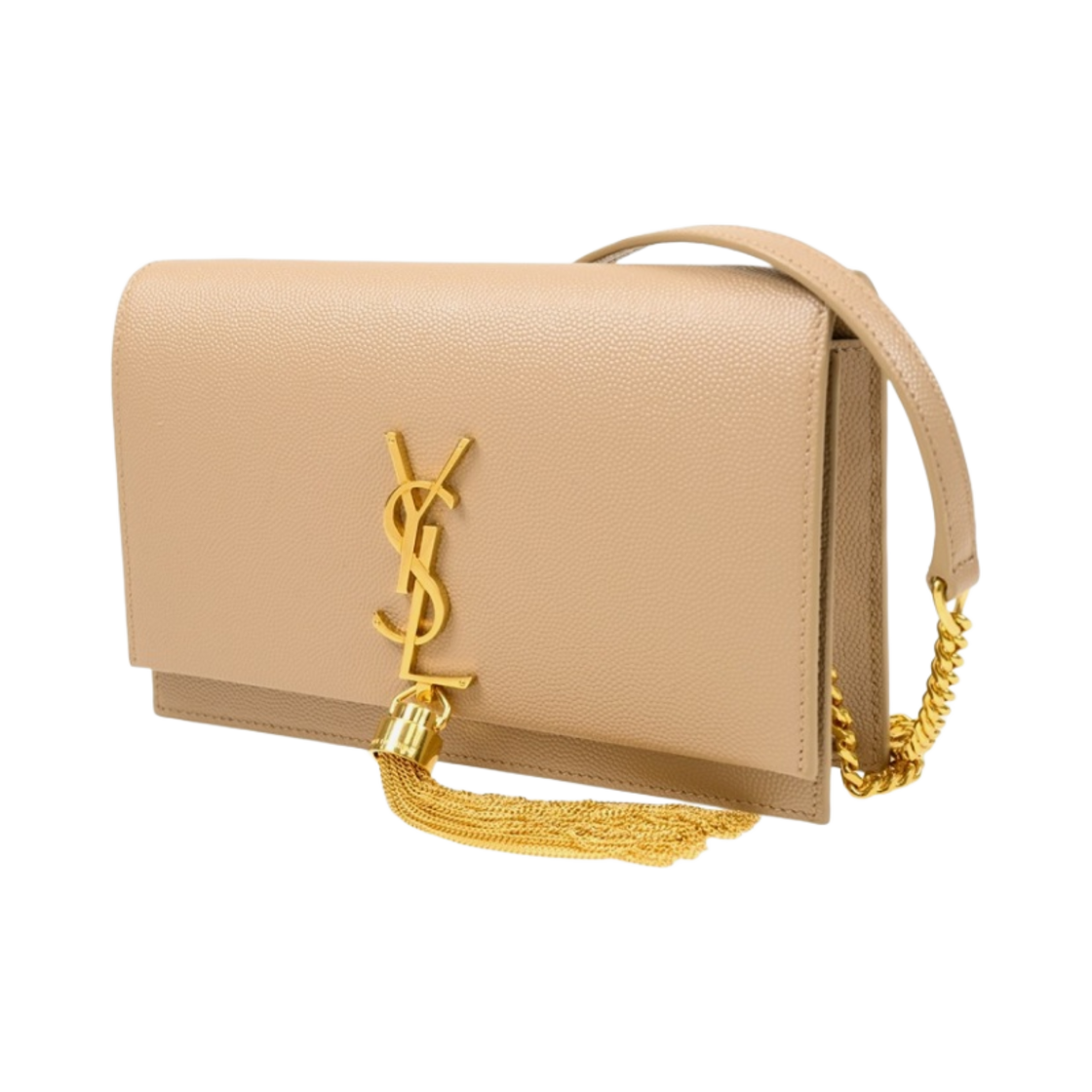 생로랑 그랑 드 뿌드르 엠보스드 레더 태슬 케이트 체인 지갑 다크 베이지(Saint Laurent Kate Chain Wallet with Tassel in Grain de Poudre Embossed Leather Dark Beige) - 2