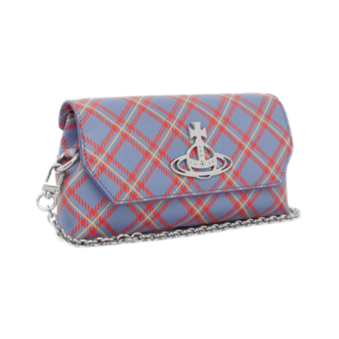 비비안 웨스트우드 미니 파우치 체인 백 블루 오렌지 타탄(Vivienne Westwood Mini Pouch Chain Bag Blue Orange Tartan) - 2