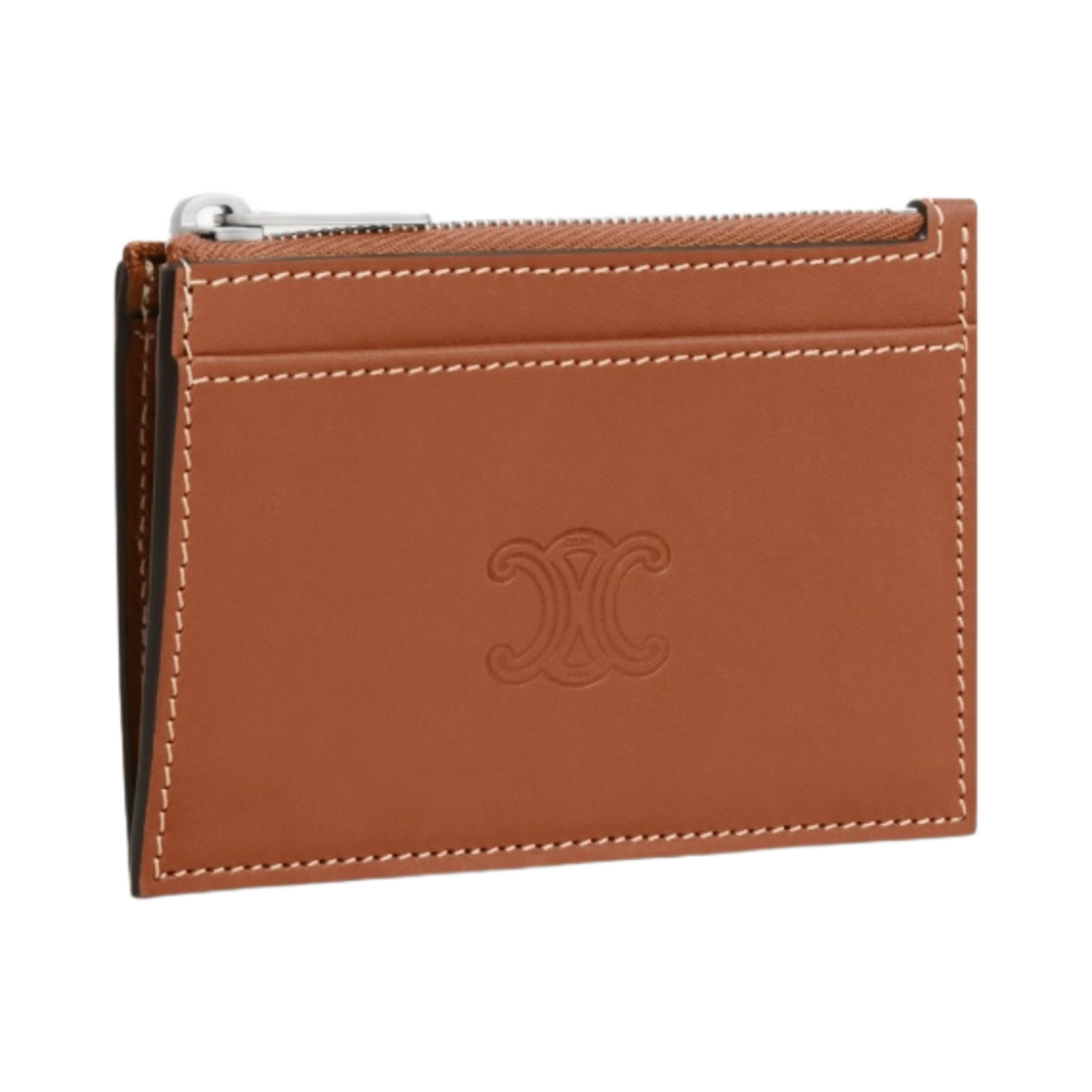 셀린느 트리옹프 엠보스드 내츄럴 카프스킨 지퍼 카드 홀더 탄(Celine Zipped Card Holder in Natural Calfskin with Triomphe Embossed Tan) - 2