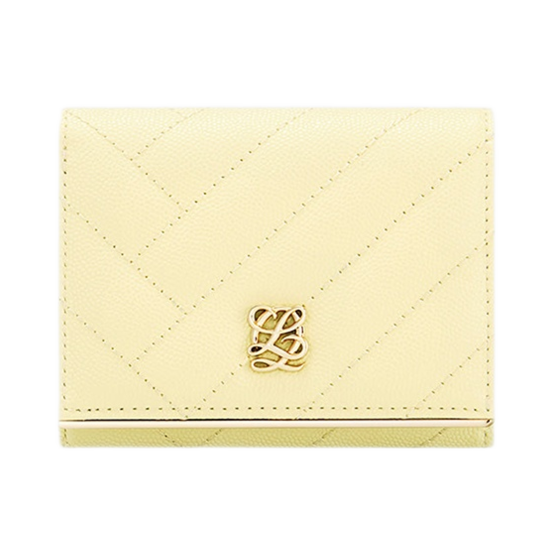 LLSQ1QT01FI0YE0171 Louis Quatorze L-Quilting Round Card Pocket Detail Card Wallet Yellow